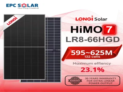 Tấm pin năng lượng mặt trời| 2 mặt kính| LONGi Himo 7|LR8-66HGD|595~625M