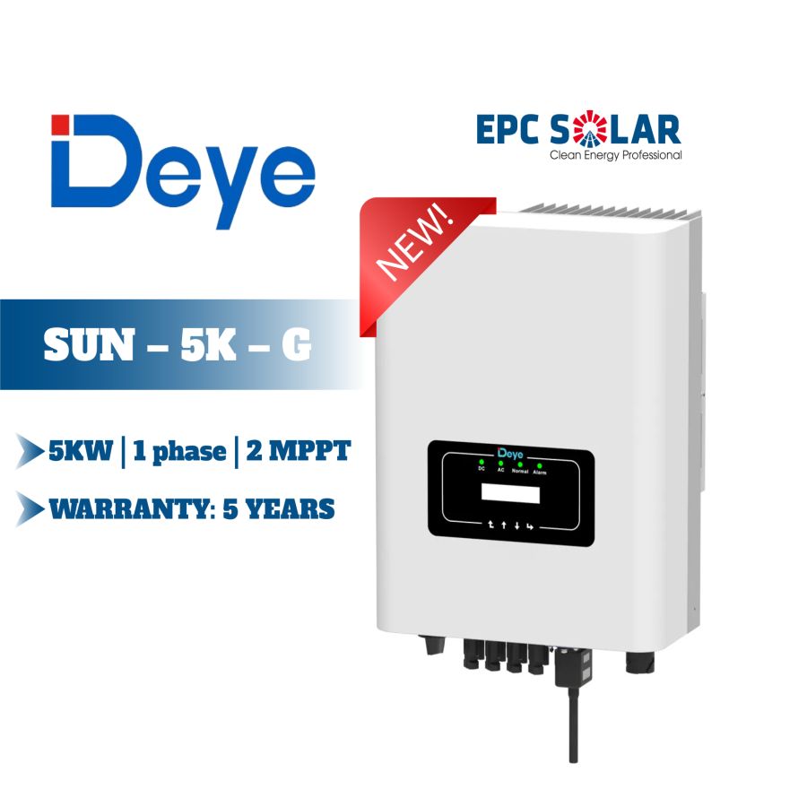 SUN-5K-G| 5KW | 1 pha | 2 MPPT - Bộ biến tần hòa lưới một pha DEYE