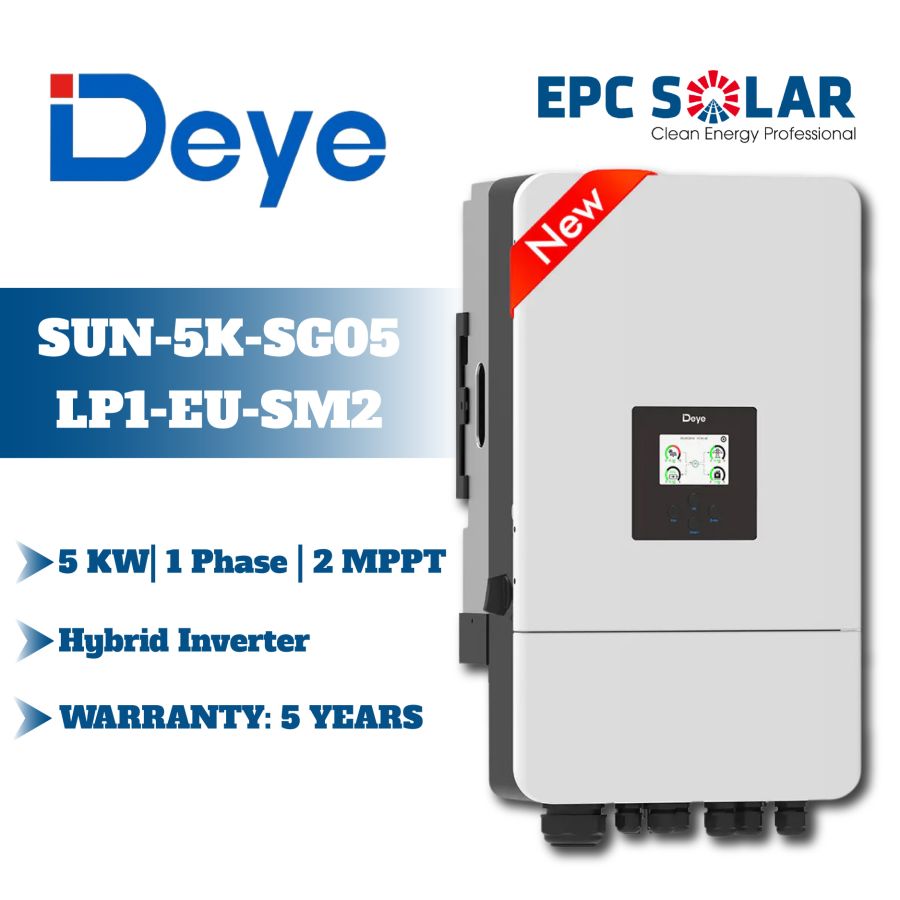 SUN-5K-SG05LP1-EU-SM2| 5KW | 1 pha | 2 MPPT|Áp thấp-Bộ biến tần hòa lưới có lưu trữ một pha DEYE