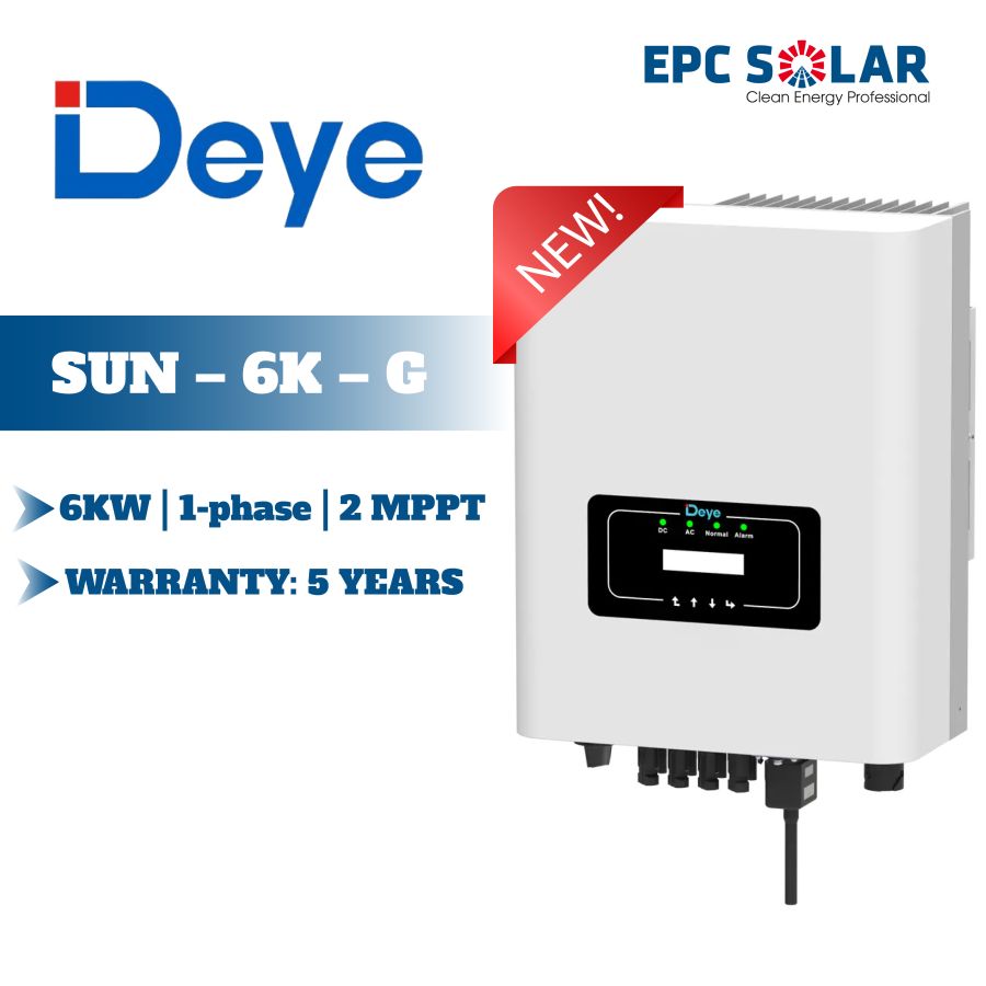 SUN-6K-G| 6KW | 1 pha | 2 MPPT - Bộ biến tần hòa lưới một pha DEYE